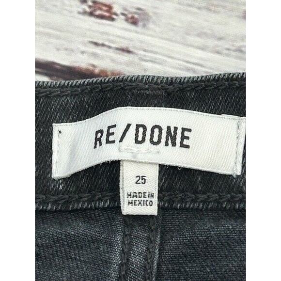 RE/DONE Womens 70s Stove Pipe Straight Leg Jeans Raw Hem Denim Black Size 25 NWT - Picture 5 of 11